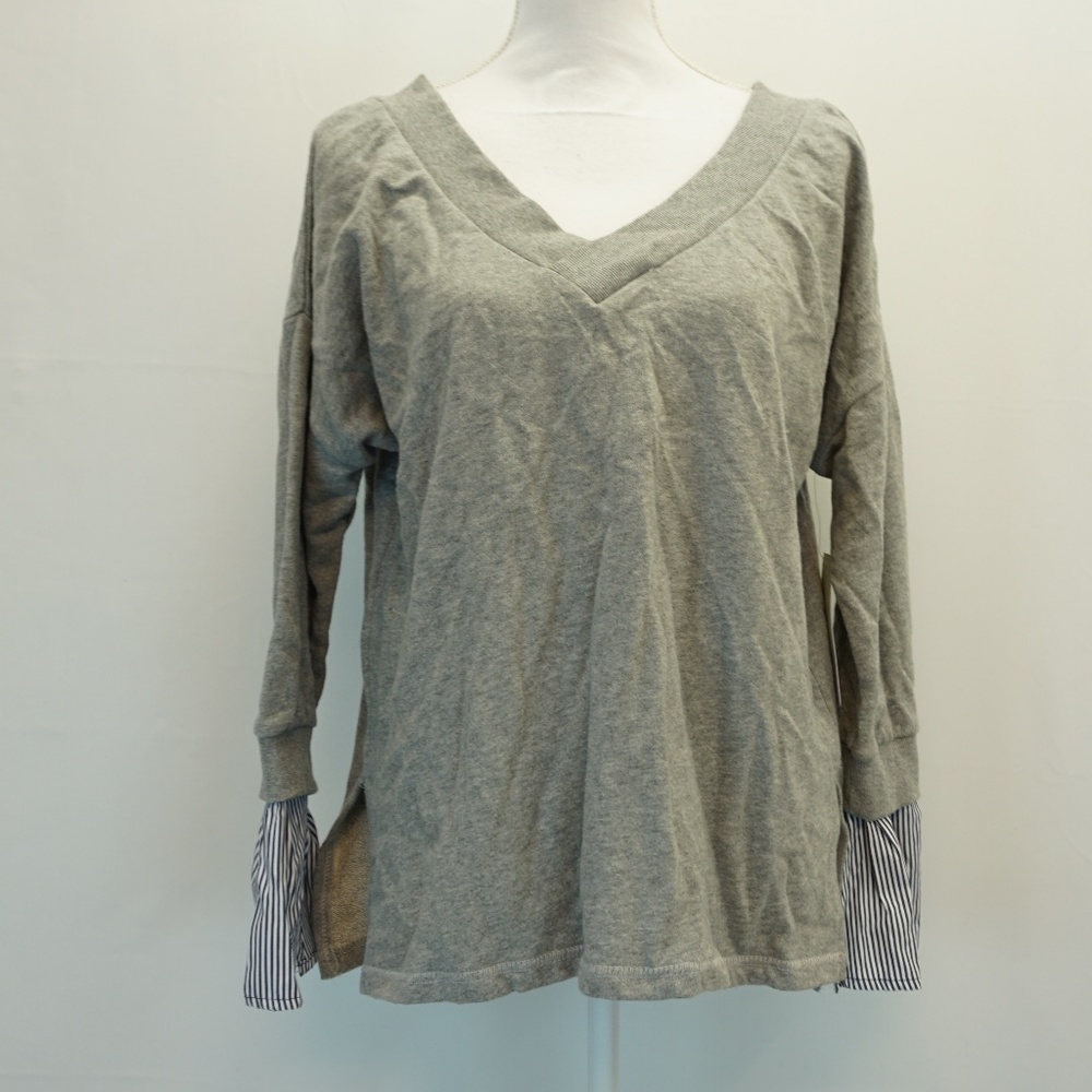 RD Style V Neck V Back Heather Gray Grey Top L